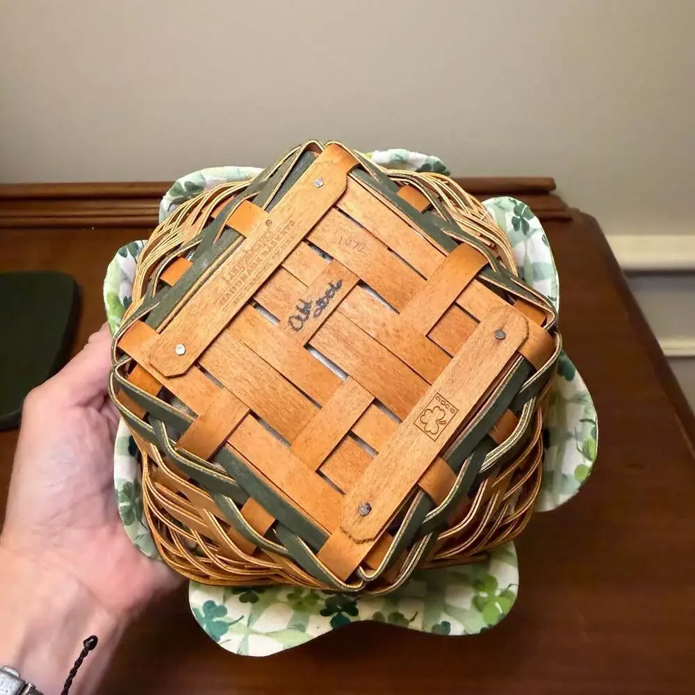 Longaberger 2006 Lucky Twist Basket Lid Fabric Liner Protector Shamrock St. Patr